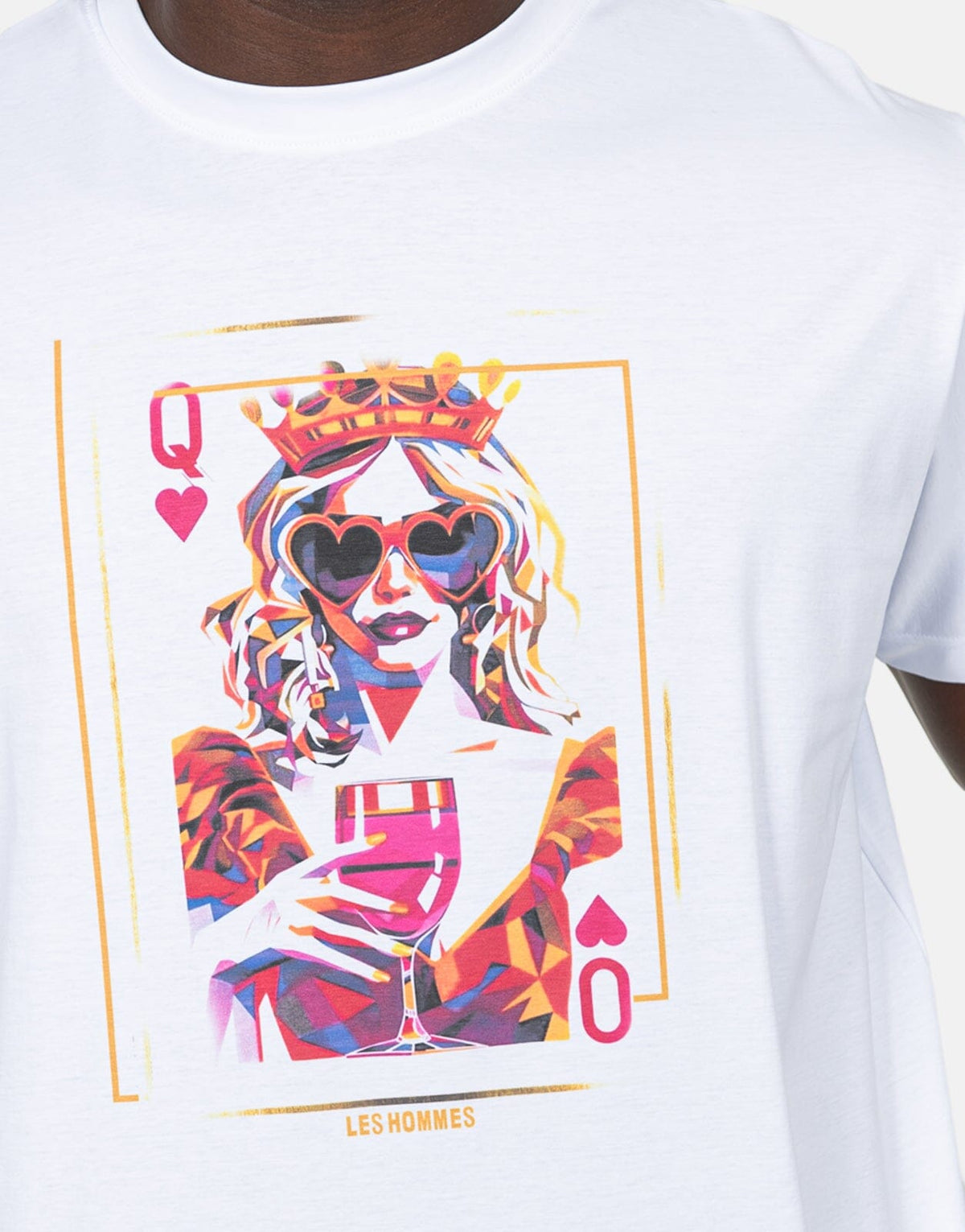 Les Hommes Queen Of Hearts White T-Shirt - view 3
