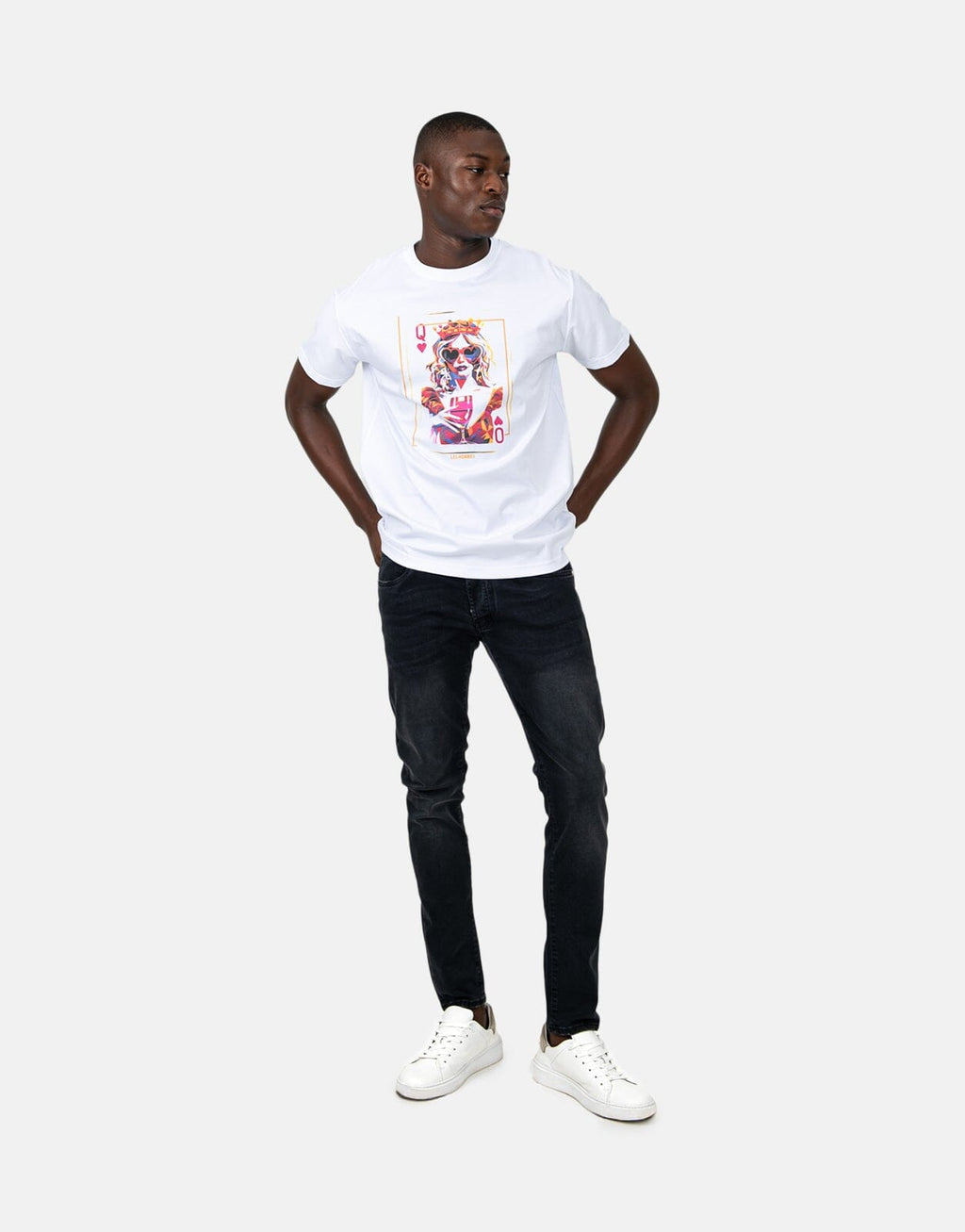 Les Hommes Queen Of Hearts White T-Shirt - view 4