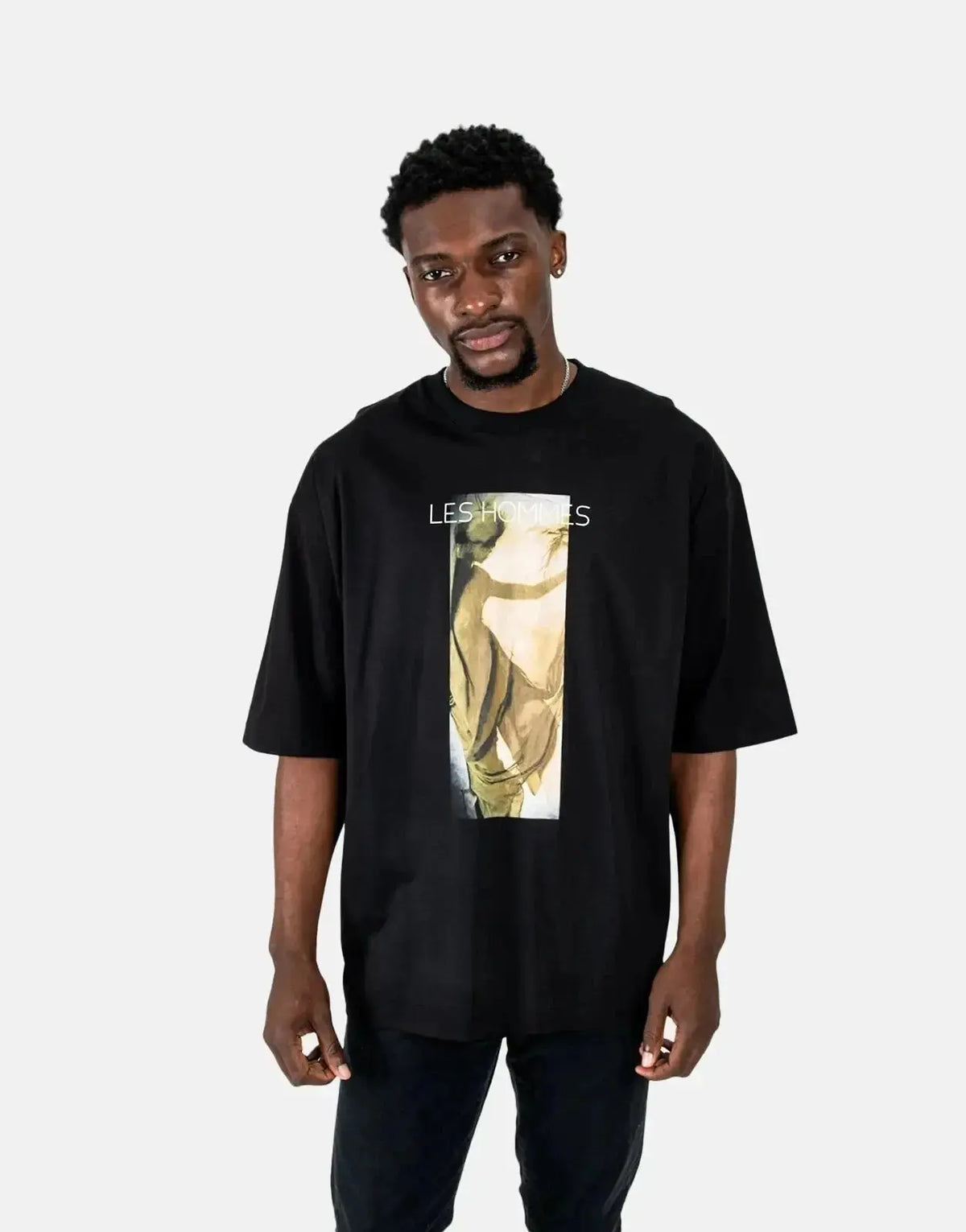 Les Hommes Shadow Graphic Black T-Shirt
