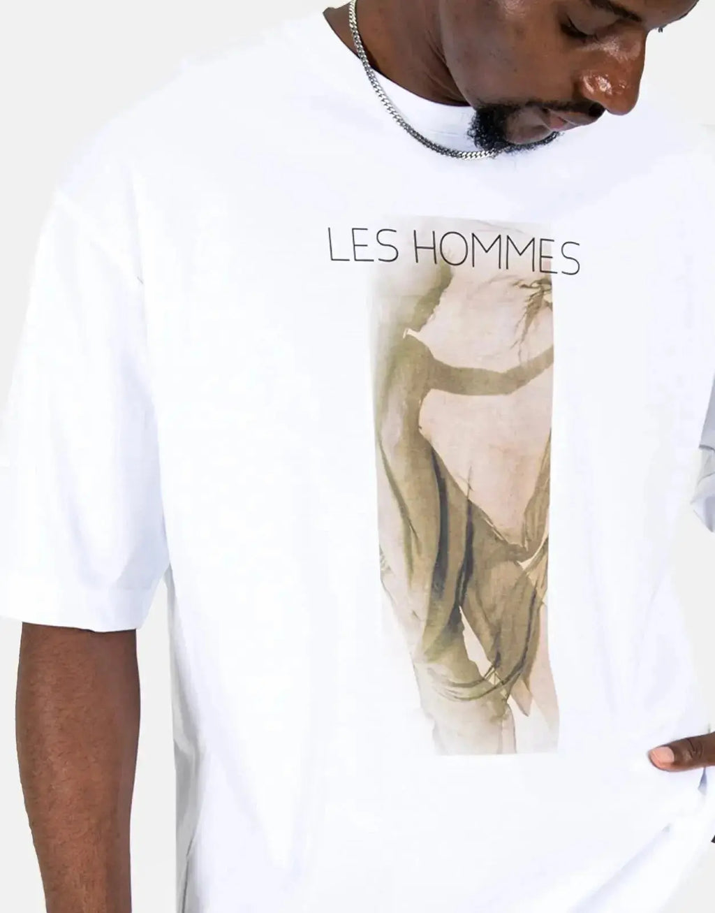 Les Hommes Shadow Graphic White T-Shirt - view 3