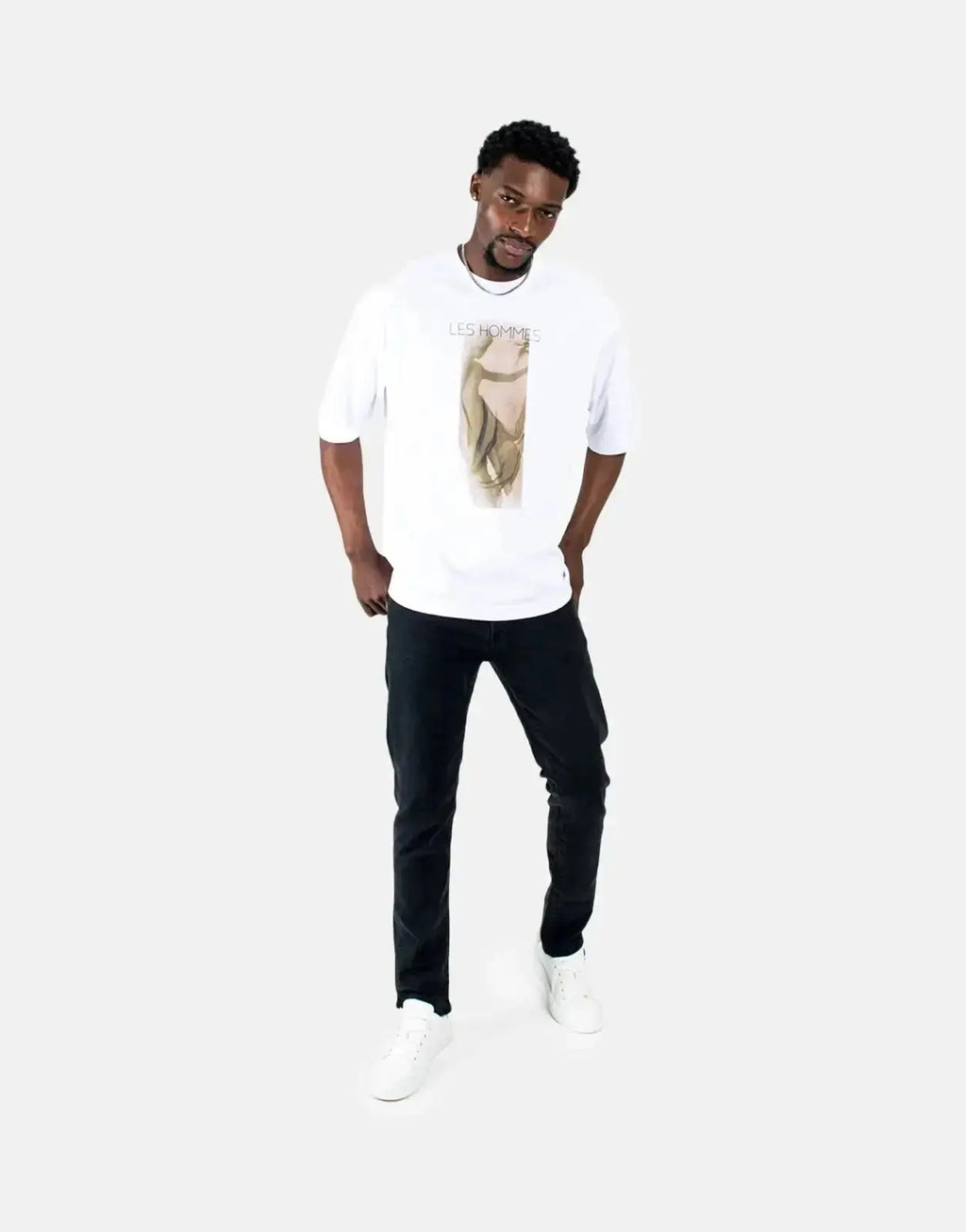 Les Hommes Shadow Graphic White T-Shirt - view 5