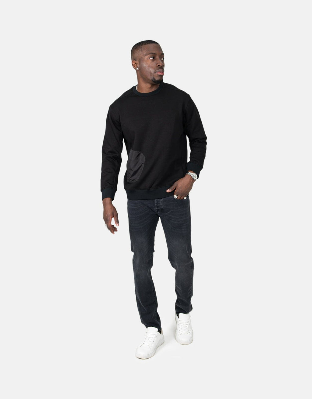 Les Hommes Zip Pocket Black Sweatshirt - view 4