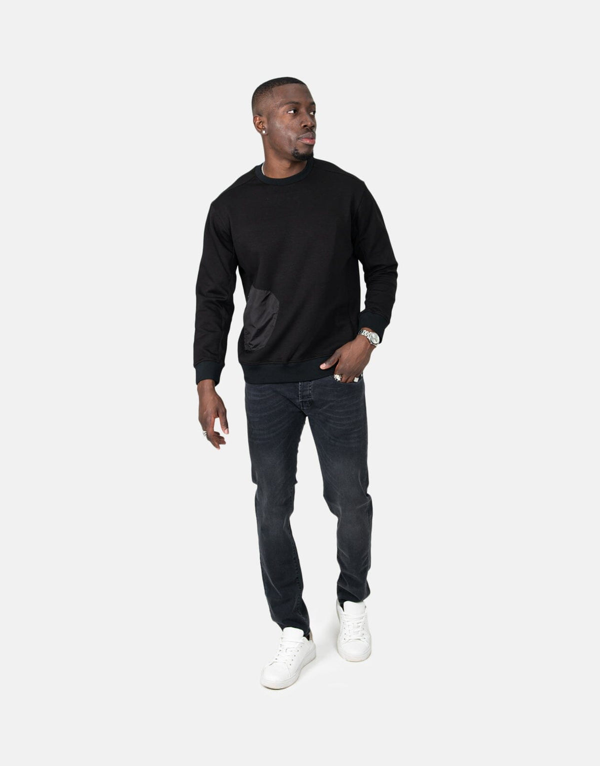 Les Hommes Zip Pocket Black Sweatshirt - view 4