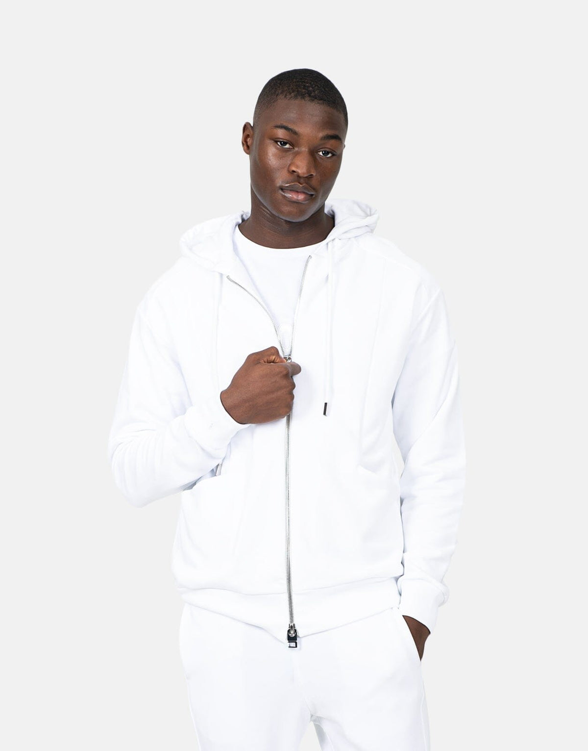Les Hommes Zip White Sweatshirt