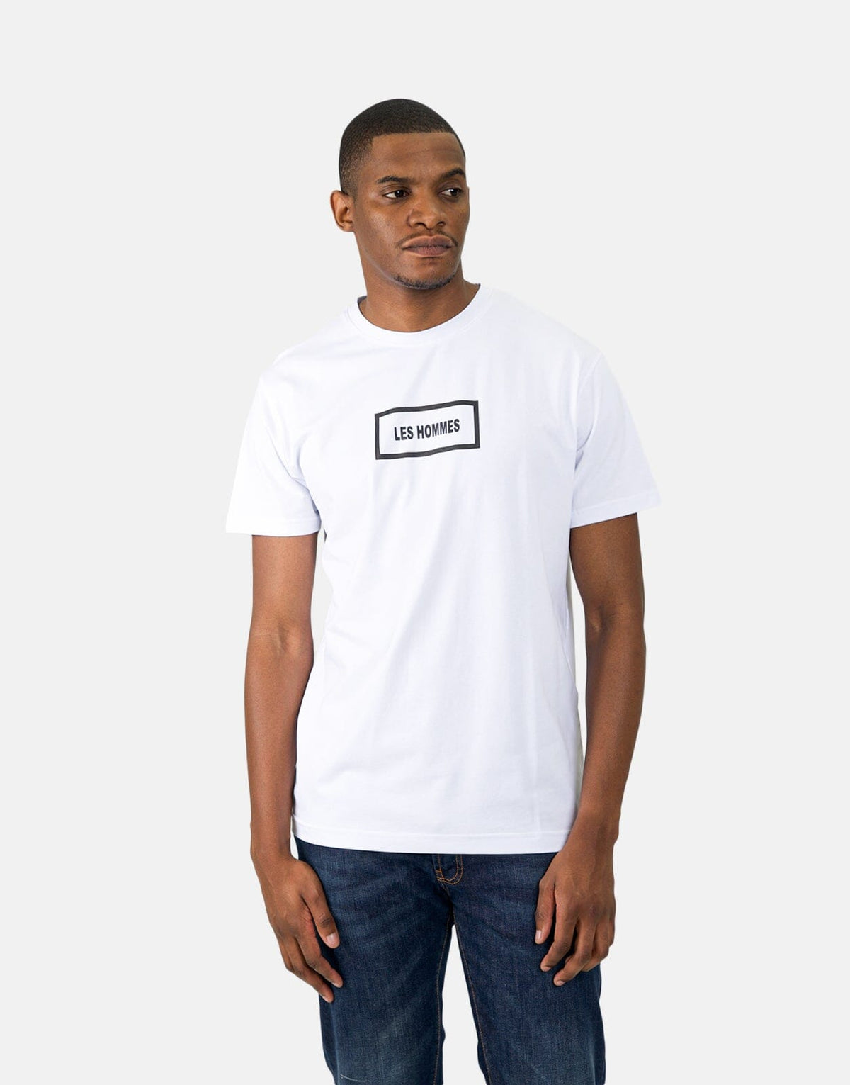 Les Hommes Box Print White T-Shirt