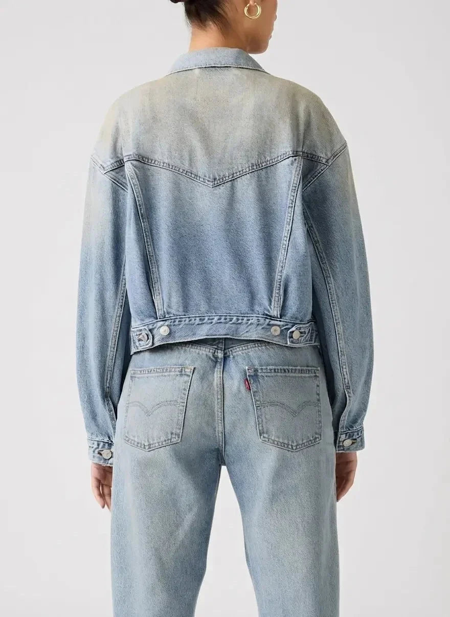 Levi's Shrunken 90's Med Indigo Trucker Denim Jacket - view 2