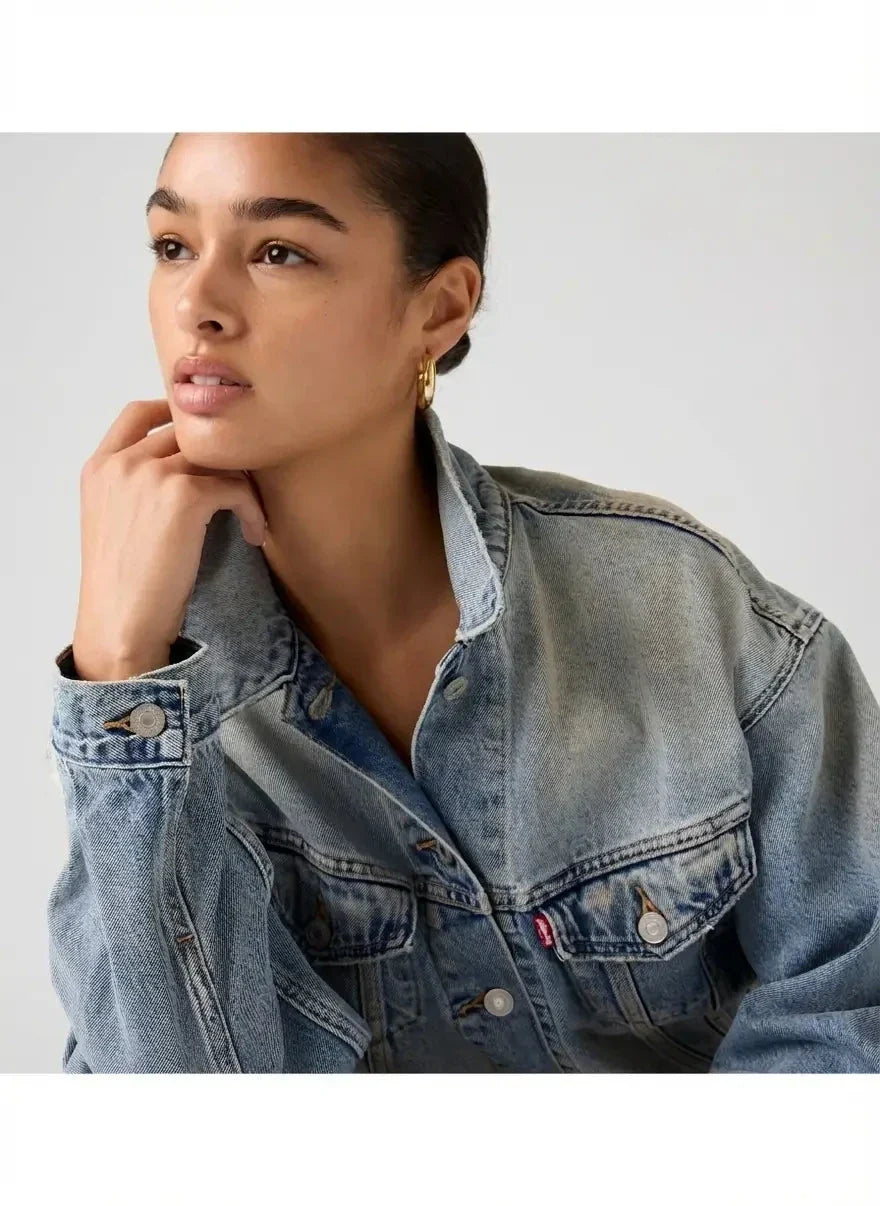 Levi's Shrunken 90's Med Indigo Trucker Denim Jacket - view 3