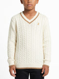 Polo Boys Mark V-Neck Off-White Cable Knit