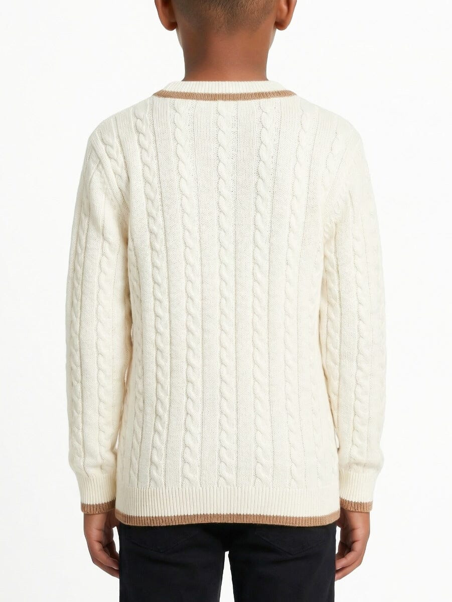 Polo Boys Mark V-Neck Off-White Cable Knit - view 2