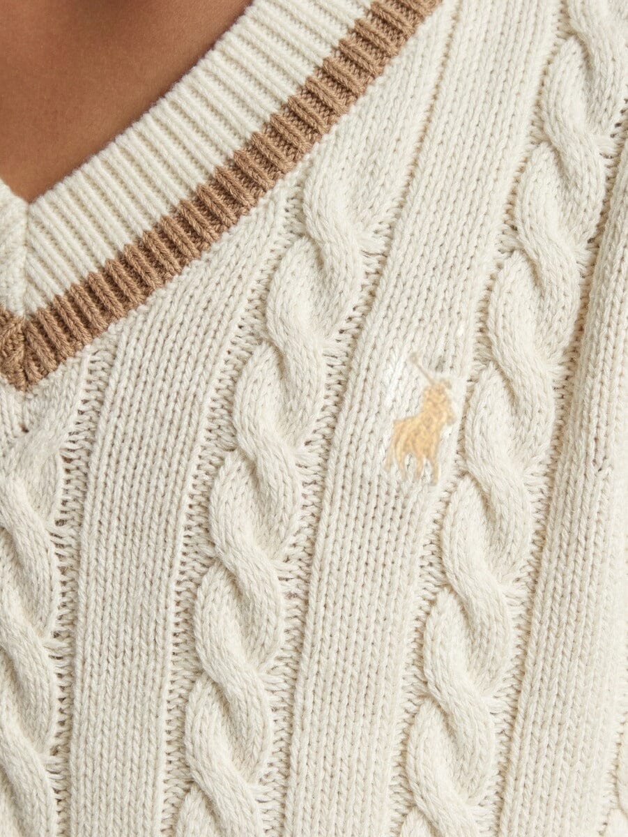 Polo Boys Mark V-Neck Off-White Cable Knit - view 3