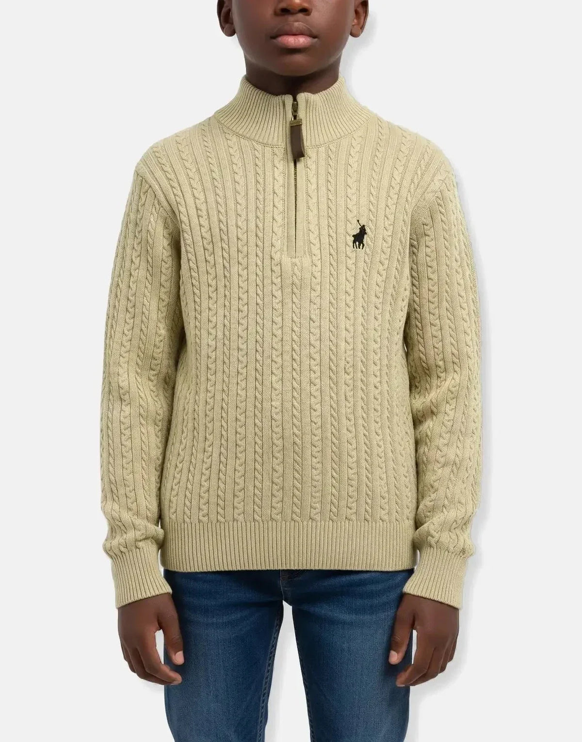 Polo Boys Simpiwe Quarter Zip Khaki Knitwear