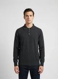 Polo Cotton LS Knitwear Charcoal Melange Golfer