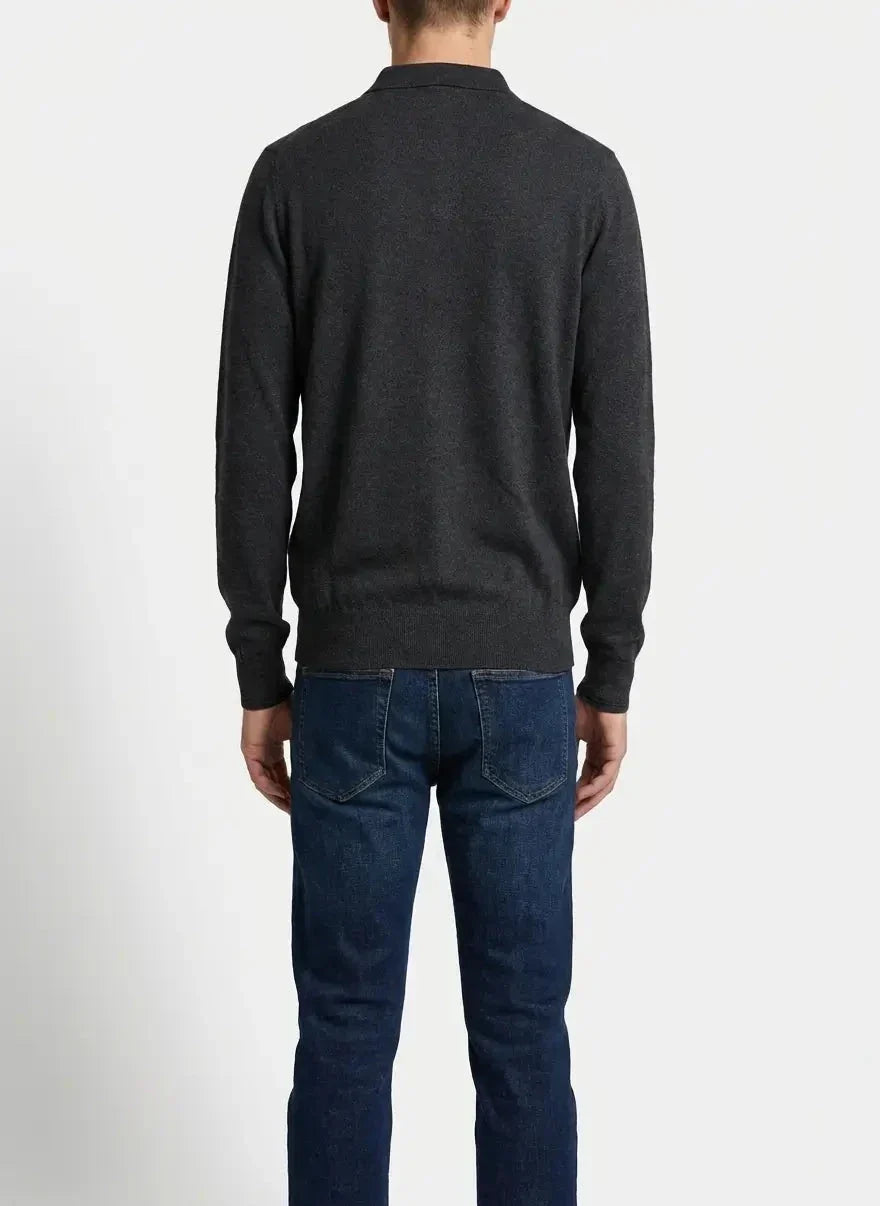 Polo Cotton LS Knitwear Charcoal Melange Golfer - view 2