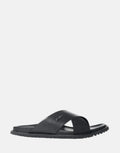 Polo Cross Strap Jacquard Black Sandals