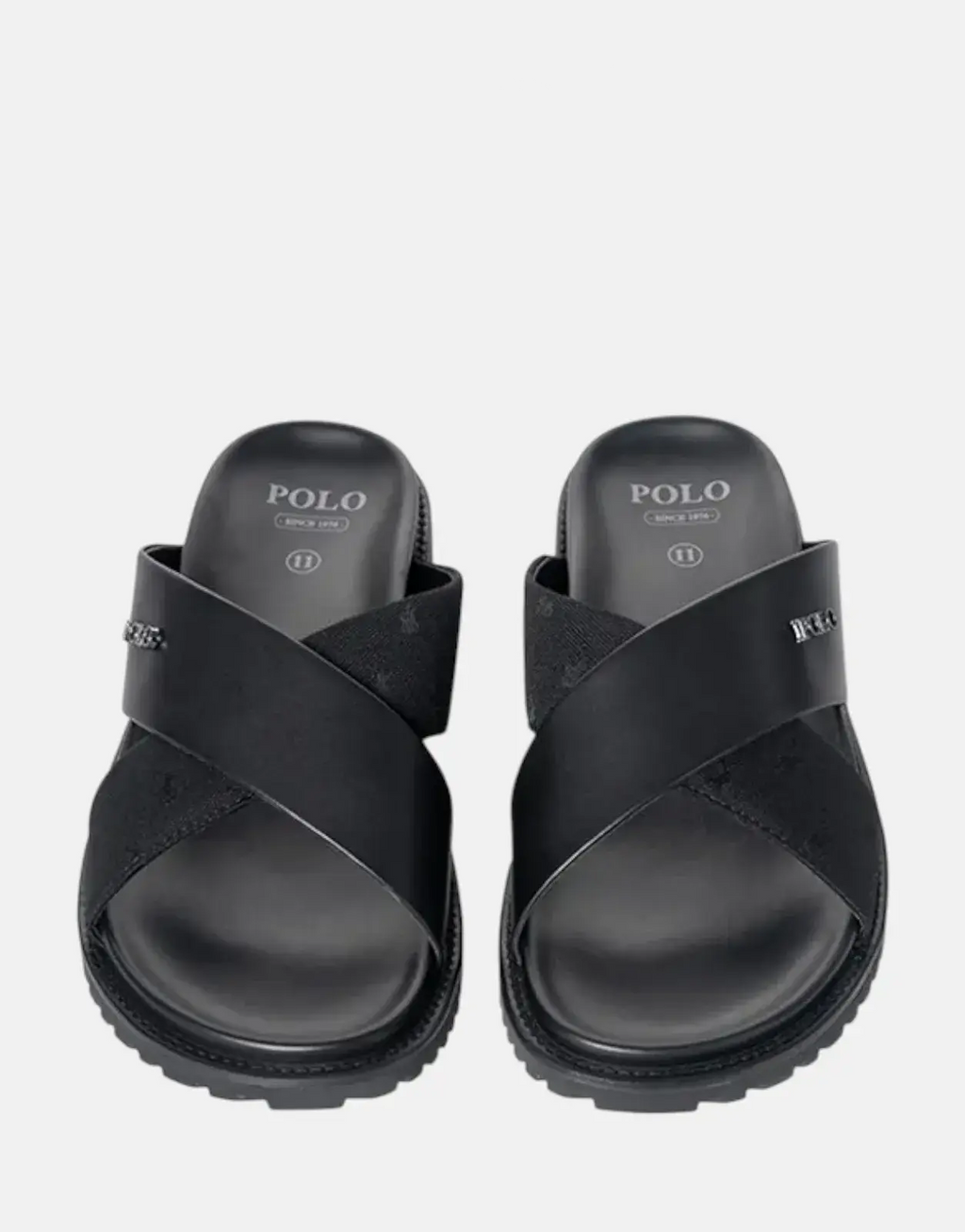 Polo Cross Strap Jacquard Black Sandals - view 4