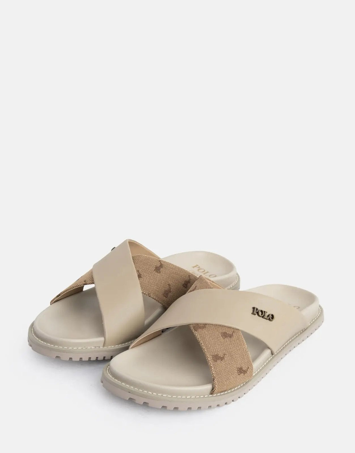 Polo Cross Strap Jacquard Taupe Sandals - view 2