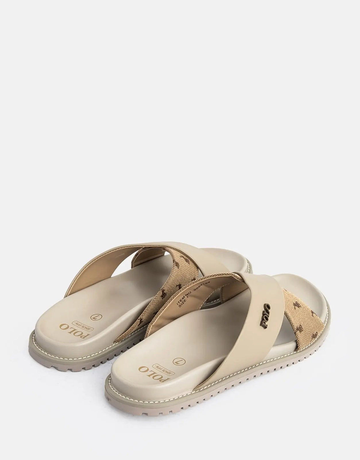 Polo Cross Strap Jacquard Taupe Sandals - view 3