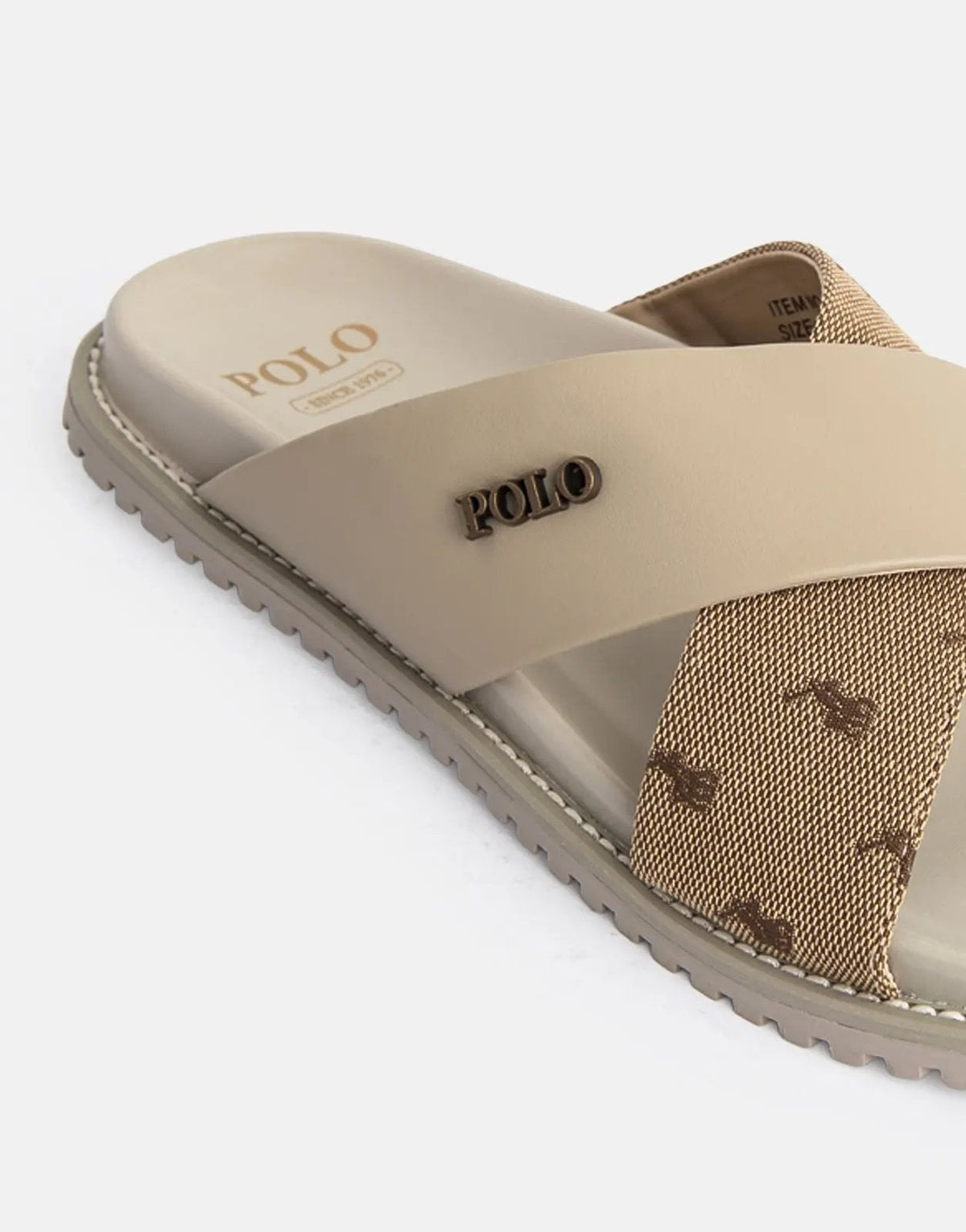 Polo Cross Strap Jacquard Taupe Sandals - view 4