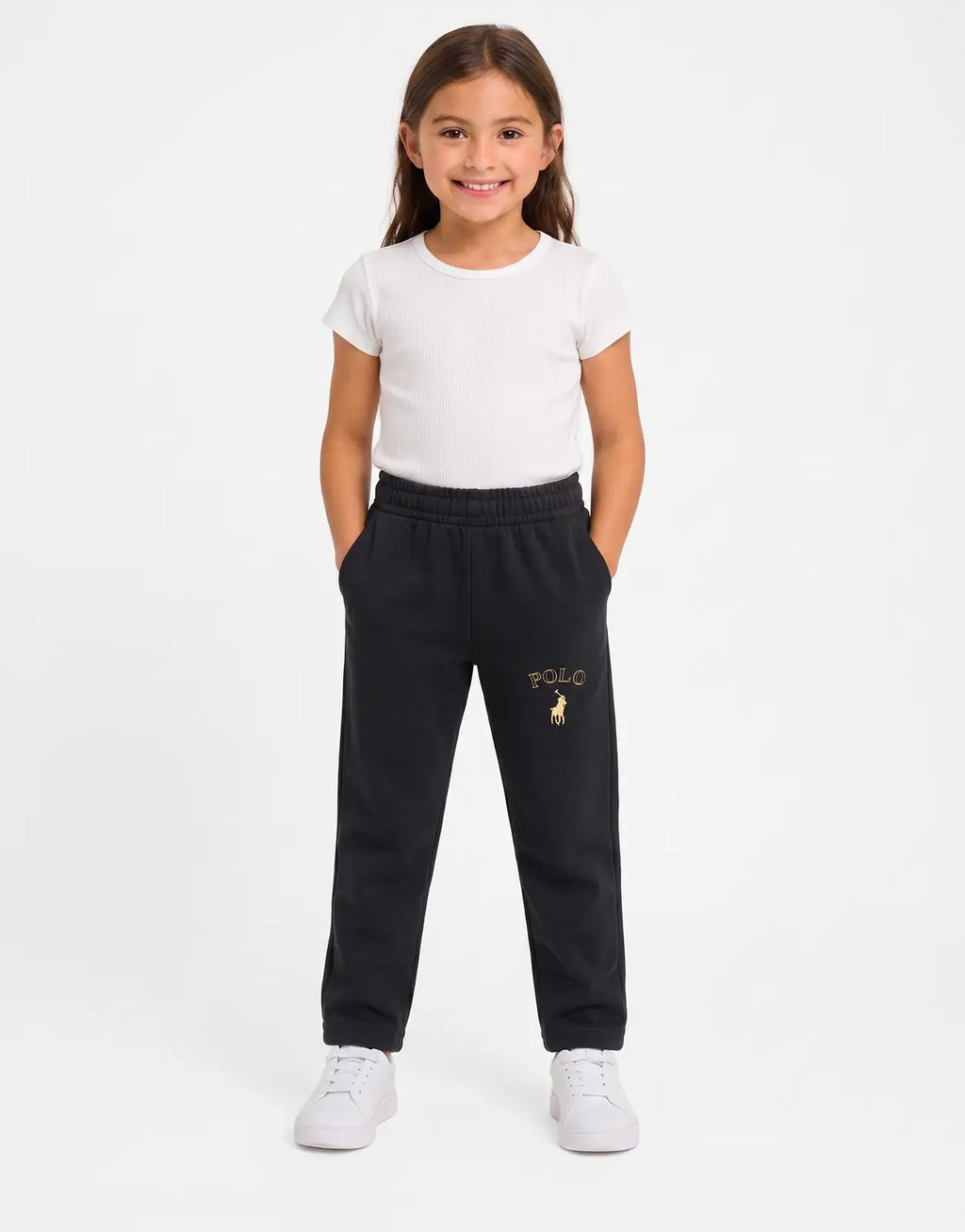 Polo Girls Hannah Embroidered Black Jogger
