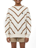 Polo Girls Isla Striped Batwing Sand Sweatshirt