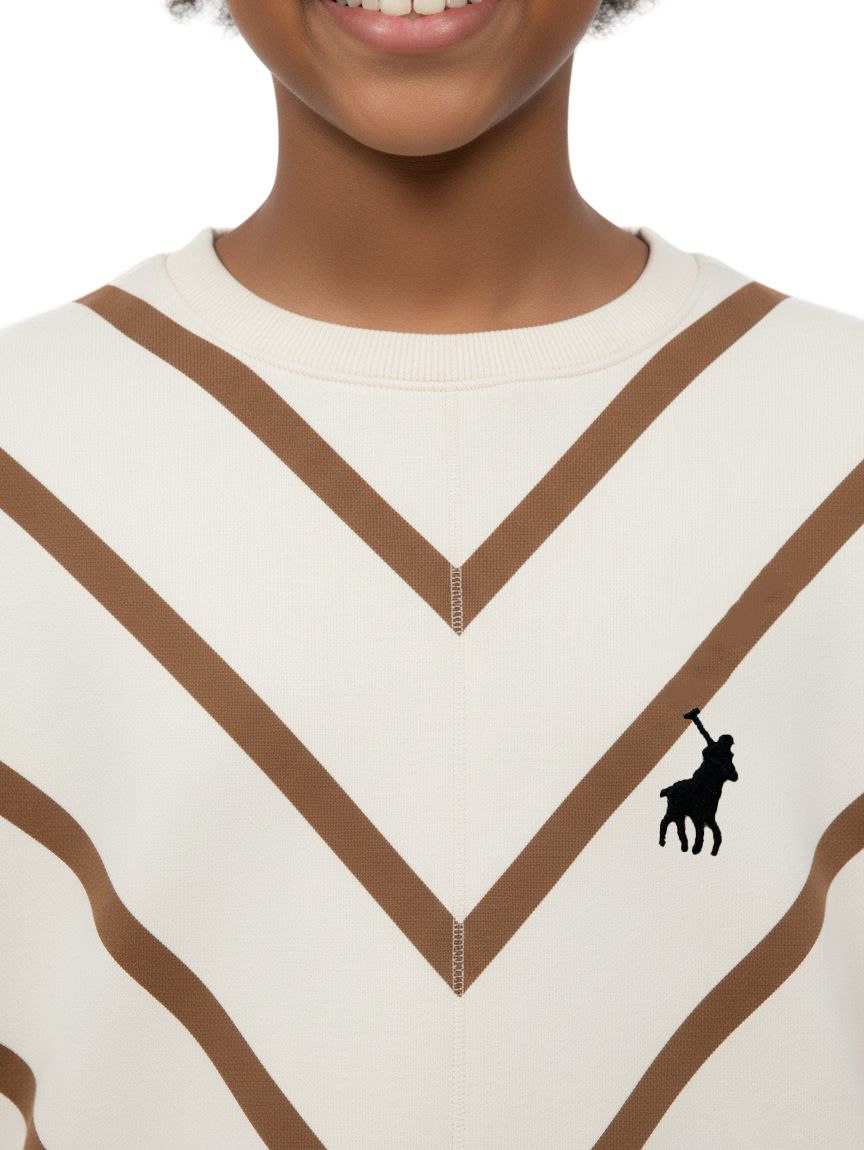 Polo Girls Isla Striped Batwing Sand Sweatshirt - view 3
