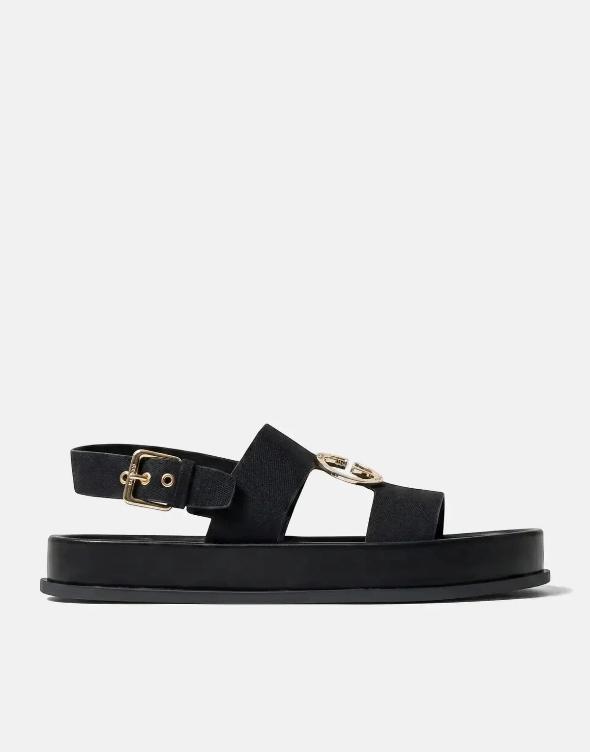 Polo Jacquard Moulded Trim Black Sandal
