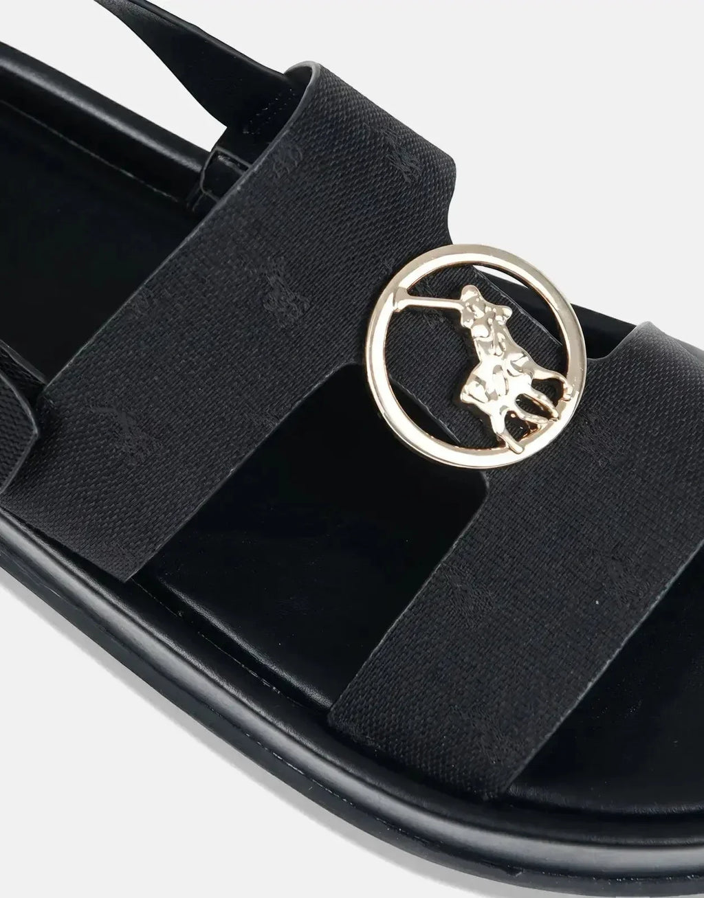Polo Jacquard Moulded Trim Black Sandal - view 4