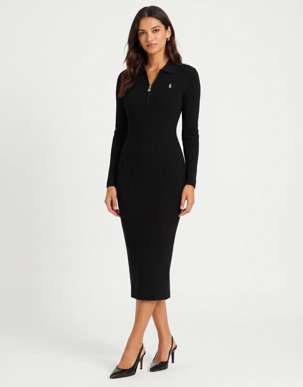 Polo Laya LS Knit Black Dress