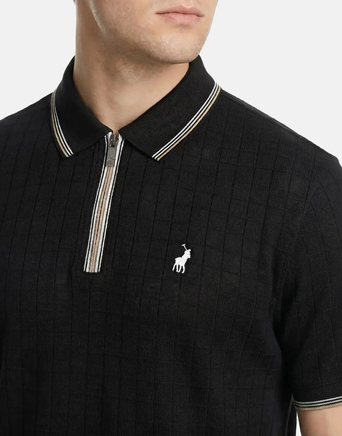 Polo Plain 1/4 Zip Black Golfer - view 5