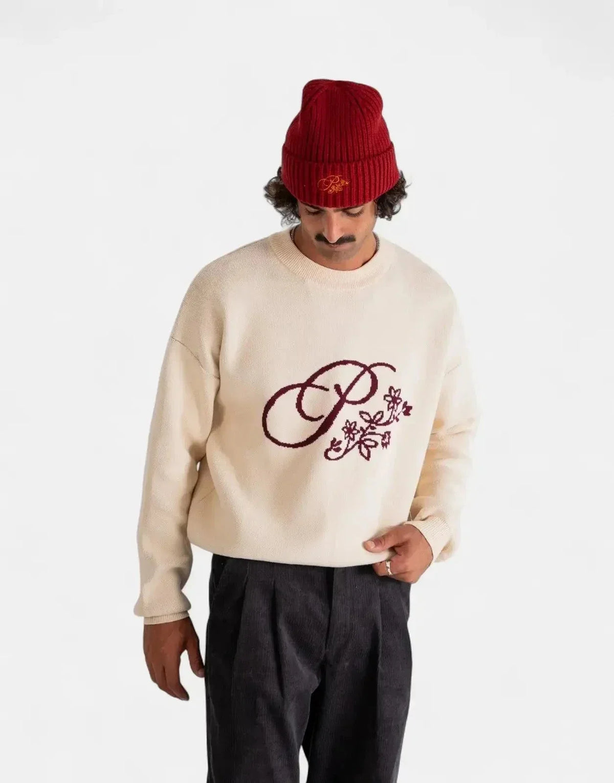 Prohibited Bloom Knit Cream Sweatshirt