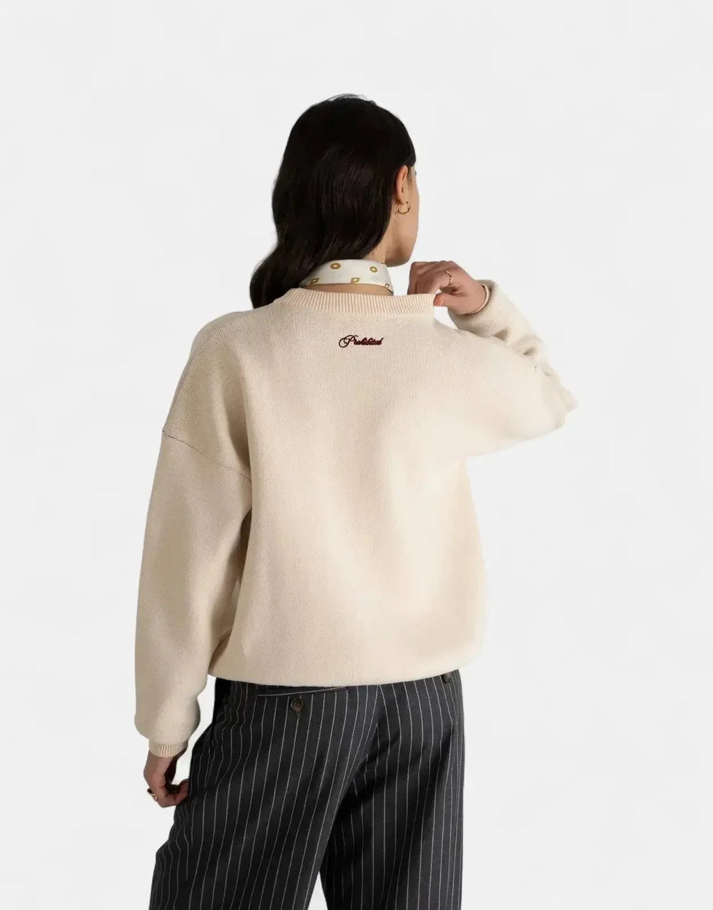 Prohibited Initial Knit Cream Sweatshirt - view 2