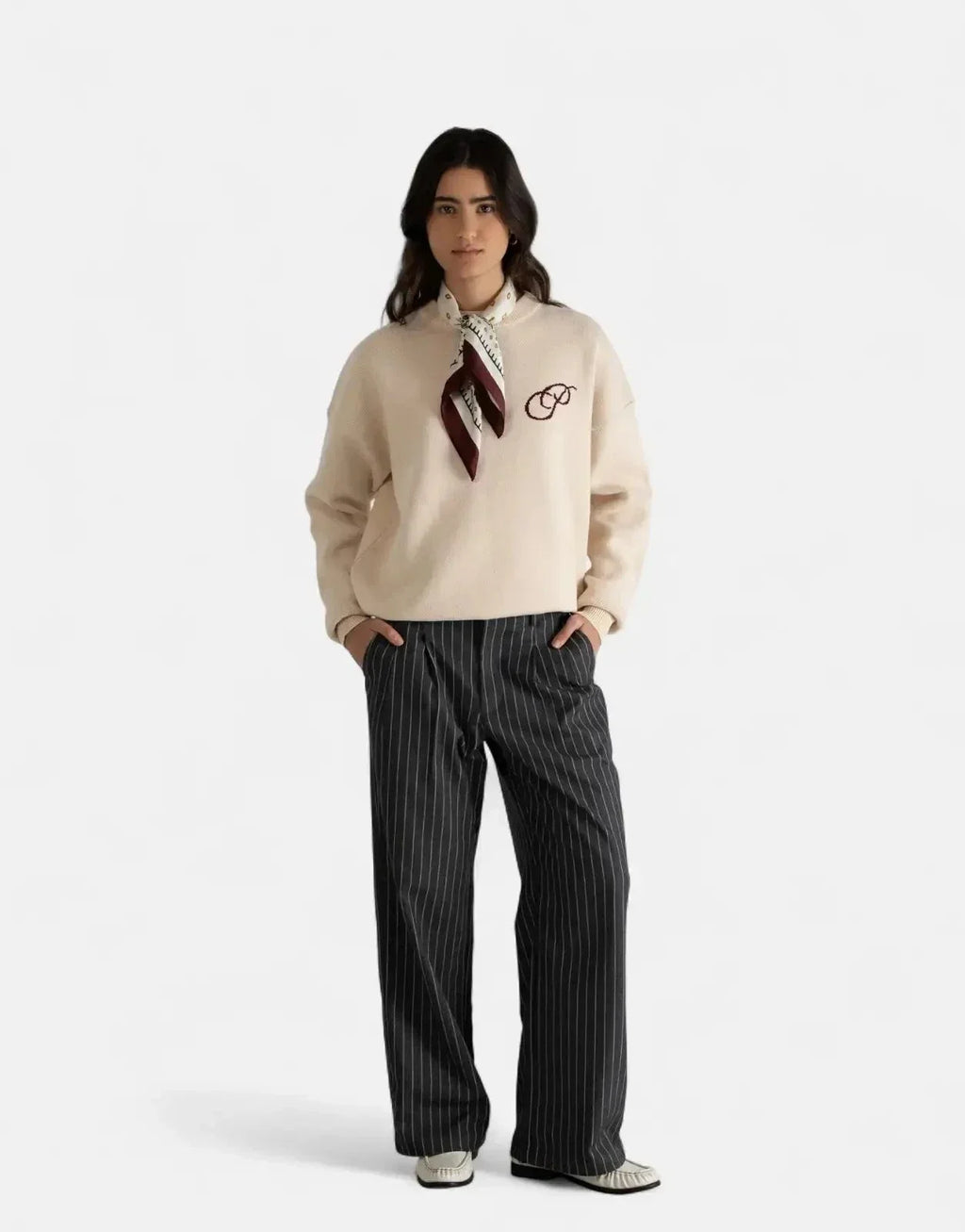 Prohibited Initial Knit Cream Sweatshirt - view 4