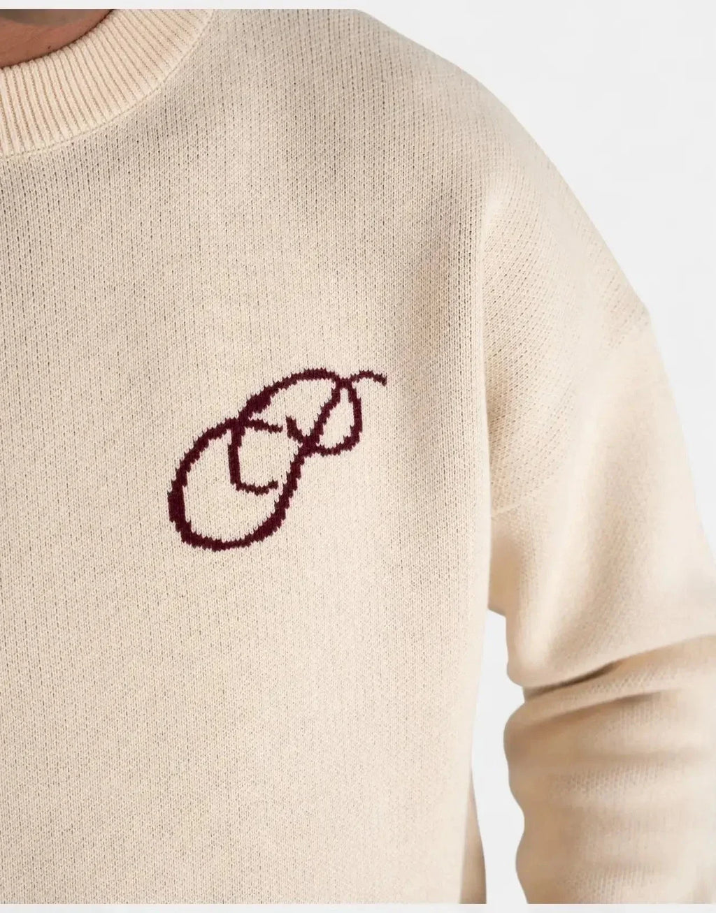 Prohibited Initial Knit Cream Sweatshirt - view 5