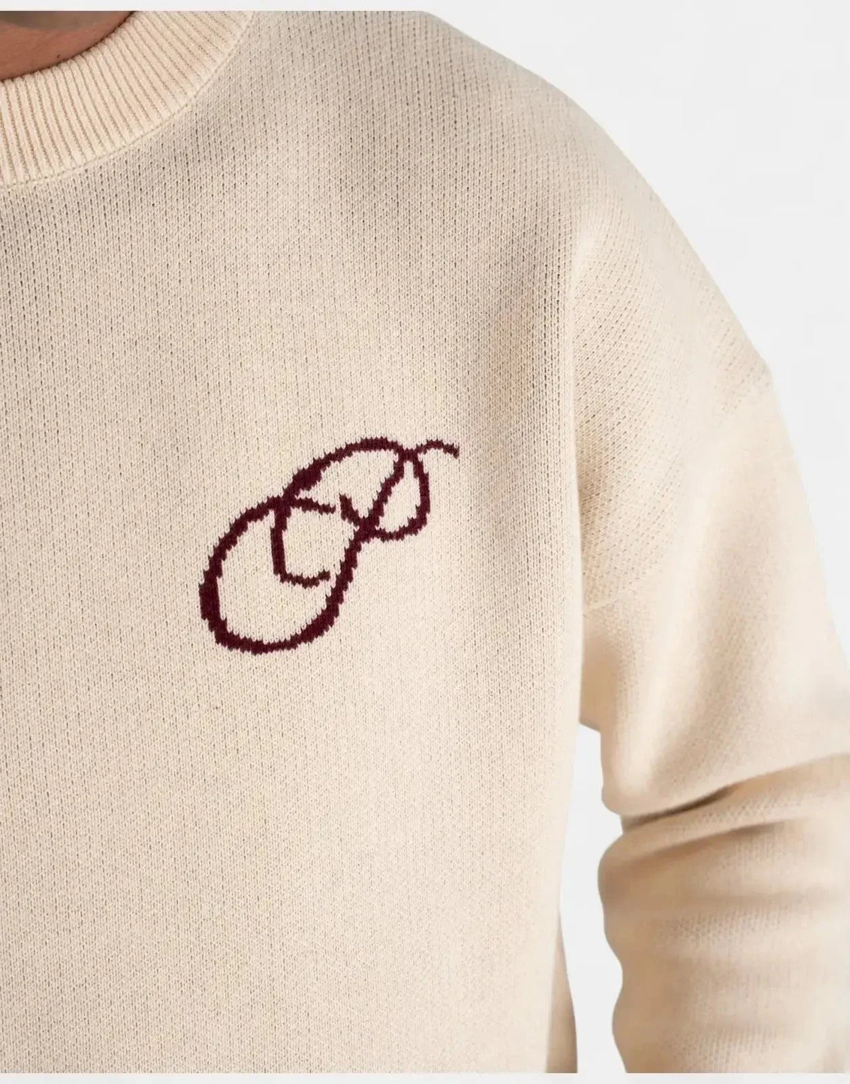 Prohibited Initial Knit Cream Sweatshirt - view 5