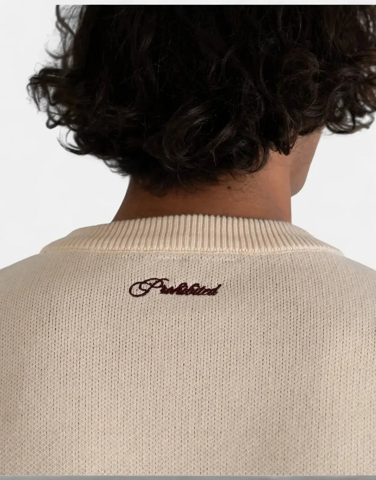 Prohibited Initial Knit Cream Sweatshirt - view 6
