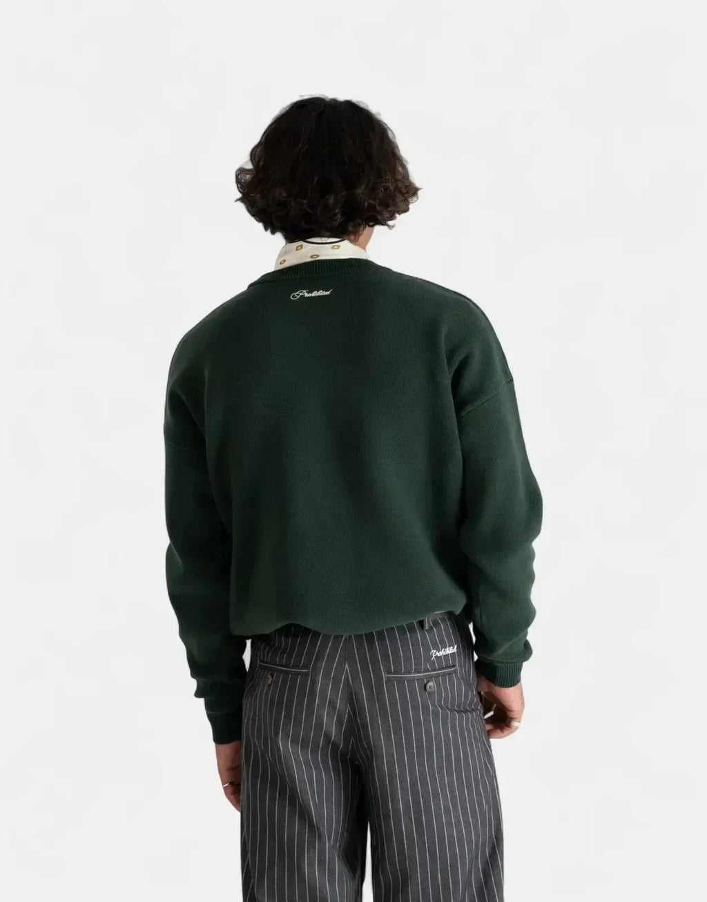 Prohibited Initial Knit Green Sweatshirt - view 2