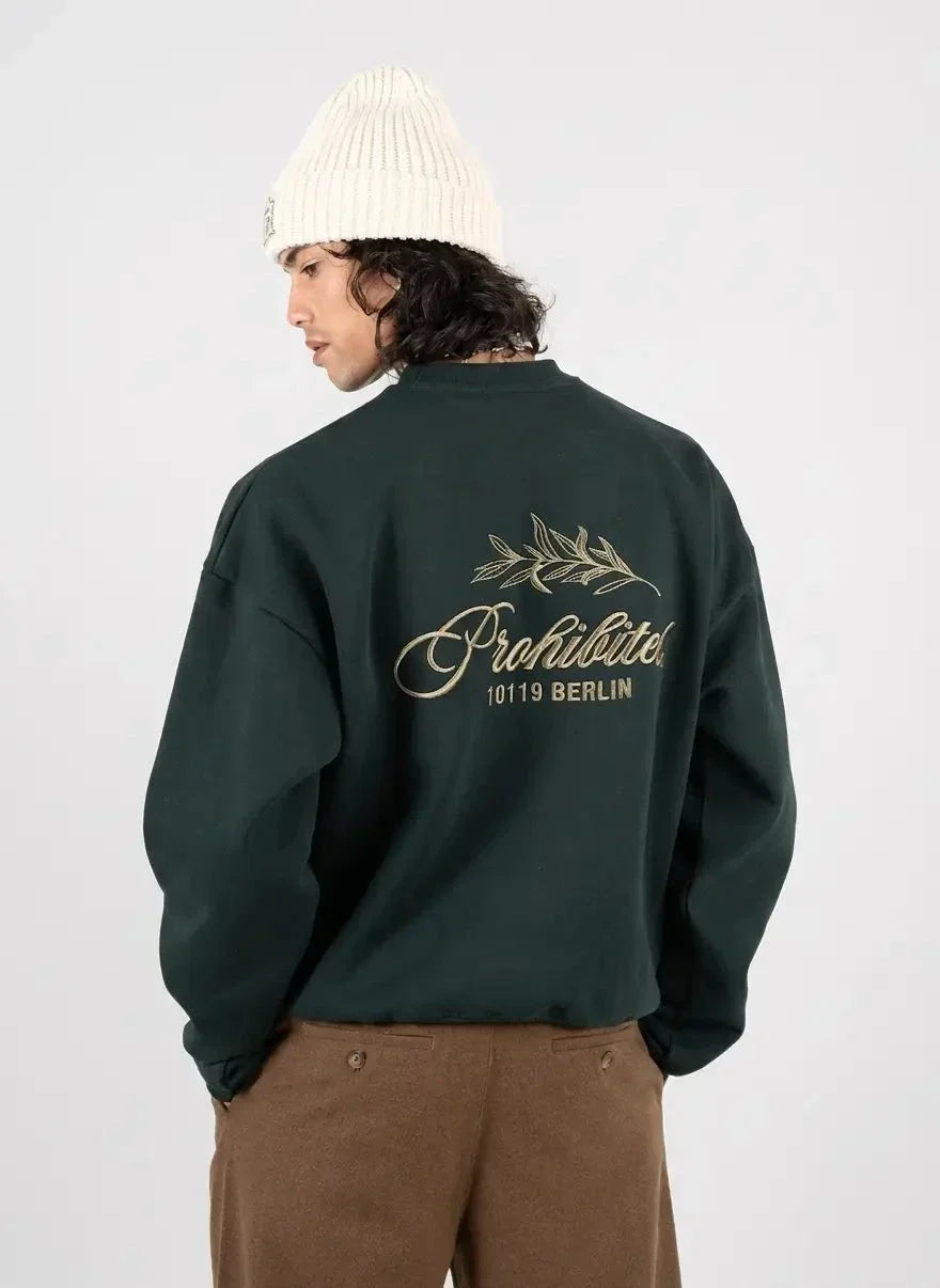 Prohibited Leaf Green Crew Neck Sweatshirt - view 2
