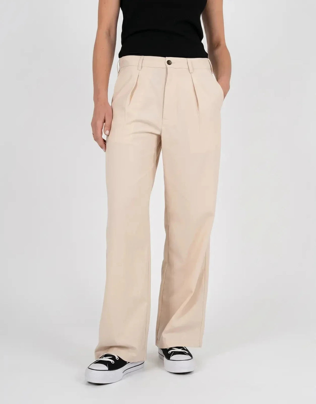Prohibited Pleated Cream Vintage Pants - view 4