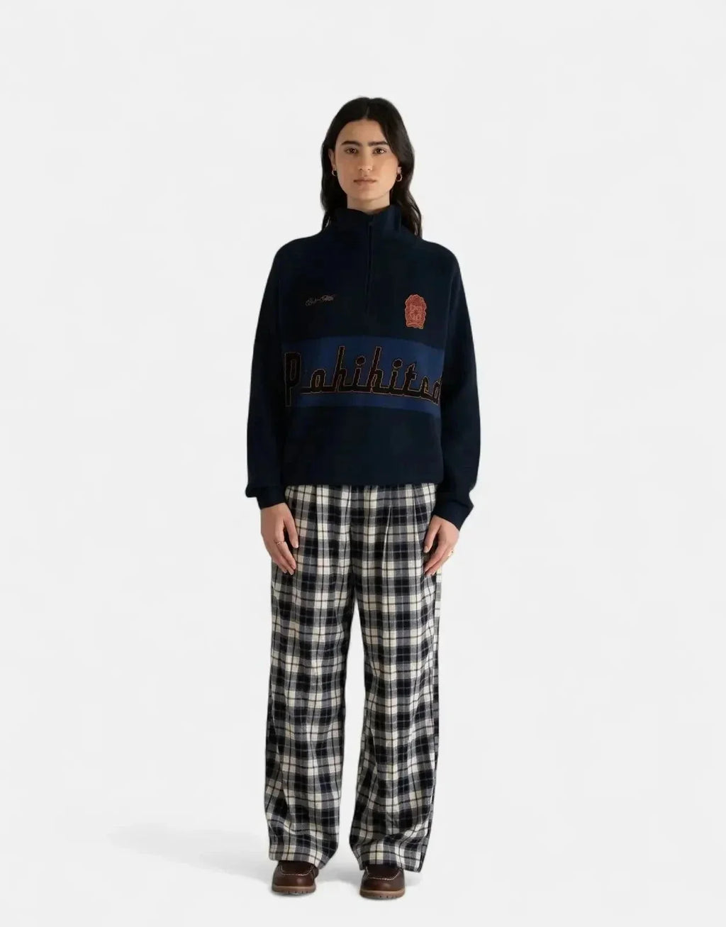 Prohibited Retro Knit Half-Zip Navy - view 4