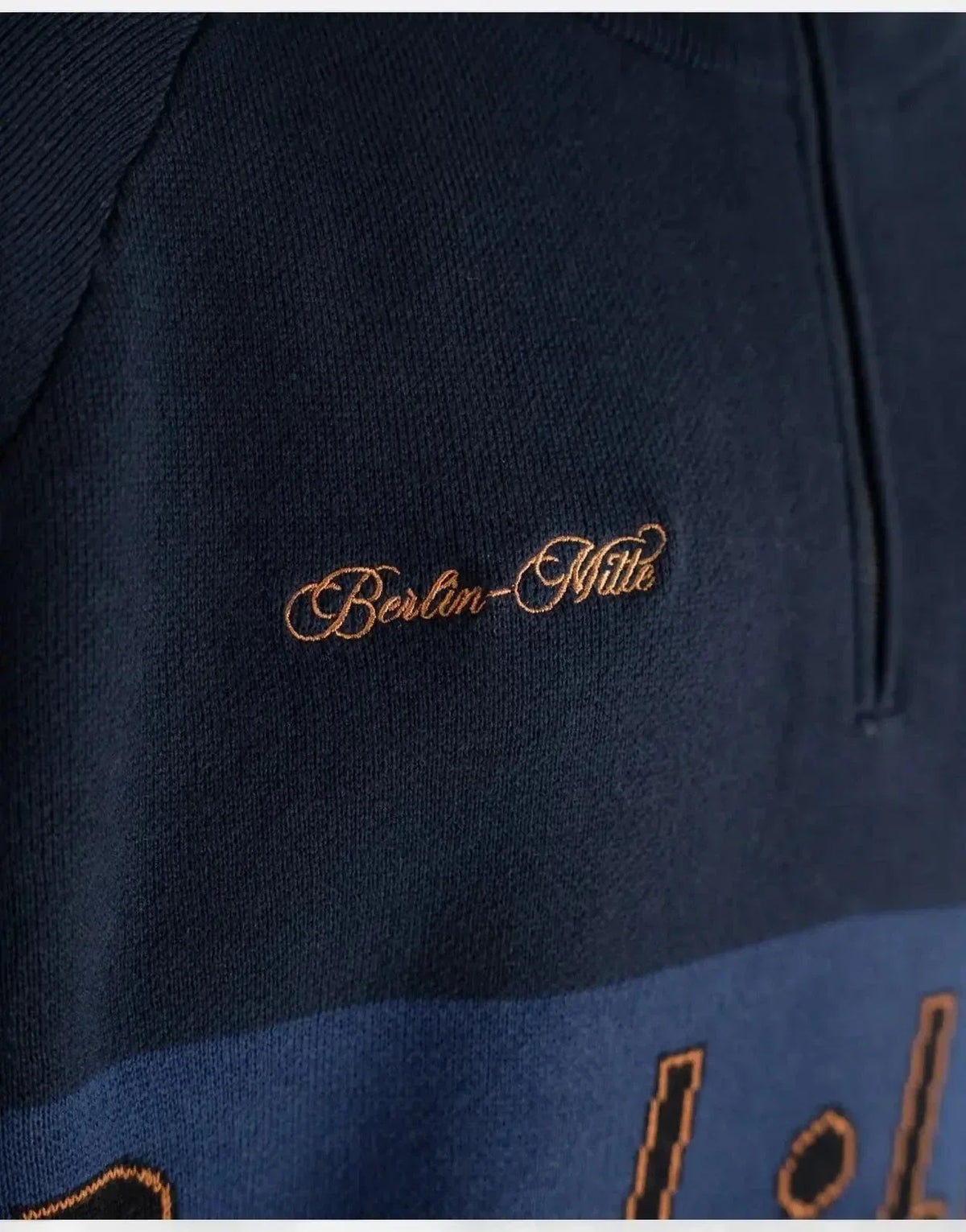 Prohibited Retro Knit Half-Zip Navy - view 6
