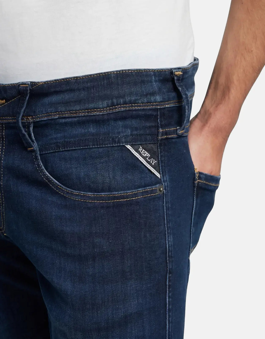 Replay Back Label Anbass Dark Blue Jeans - view 4