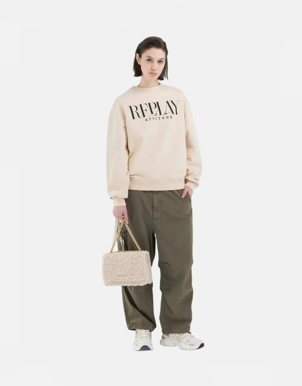 Replay Attitude Light Sand Oversized T-Shirt - view 4