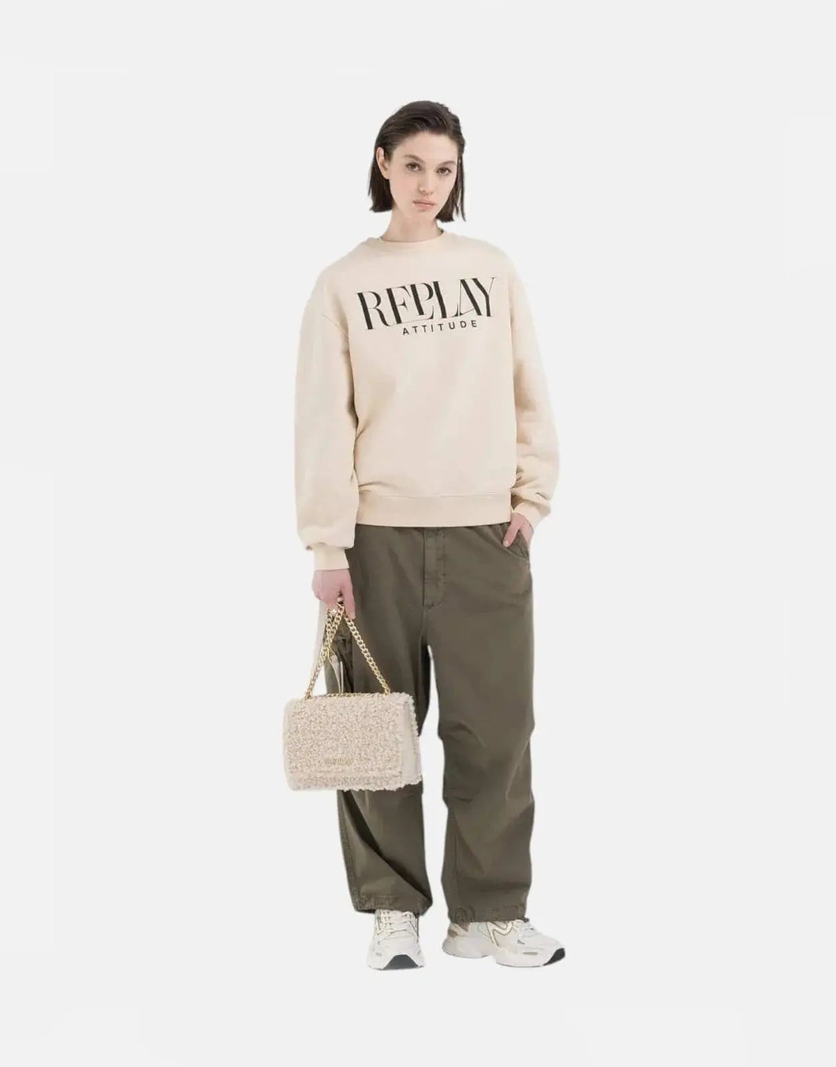 Replay Attitude Light Sand Oversized T-Shirt - view 4