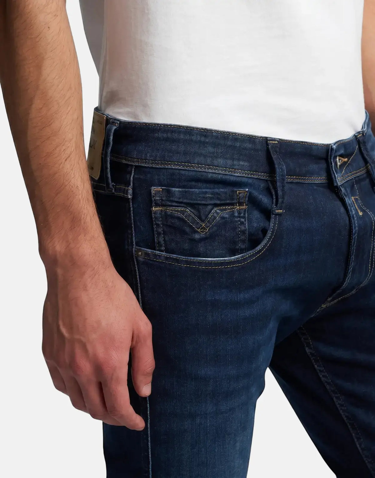 Replay Back Label Anbass Dark Blue Jeans - view 3