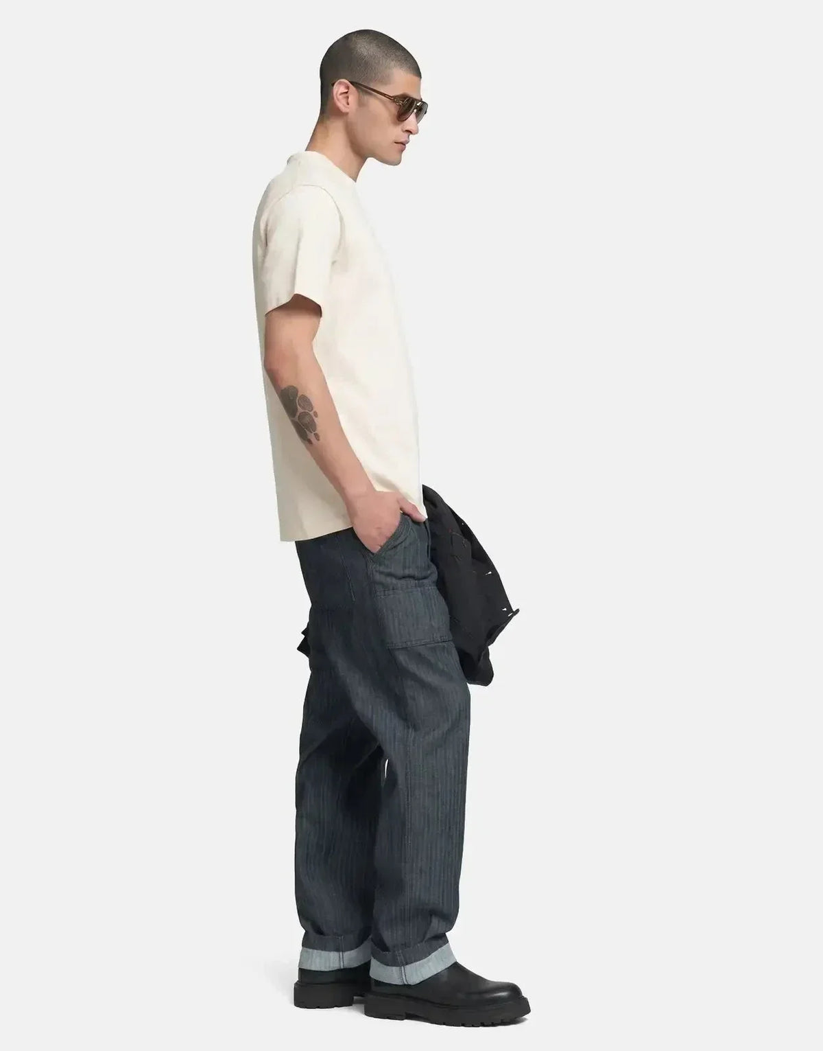Replay Blue Jeans Side Stitch Print Natural T-Shirt - view 3