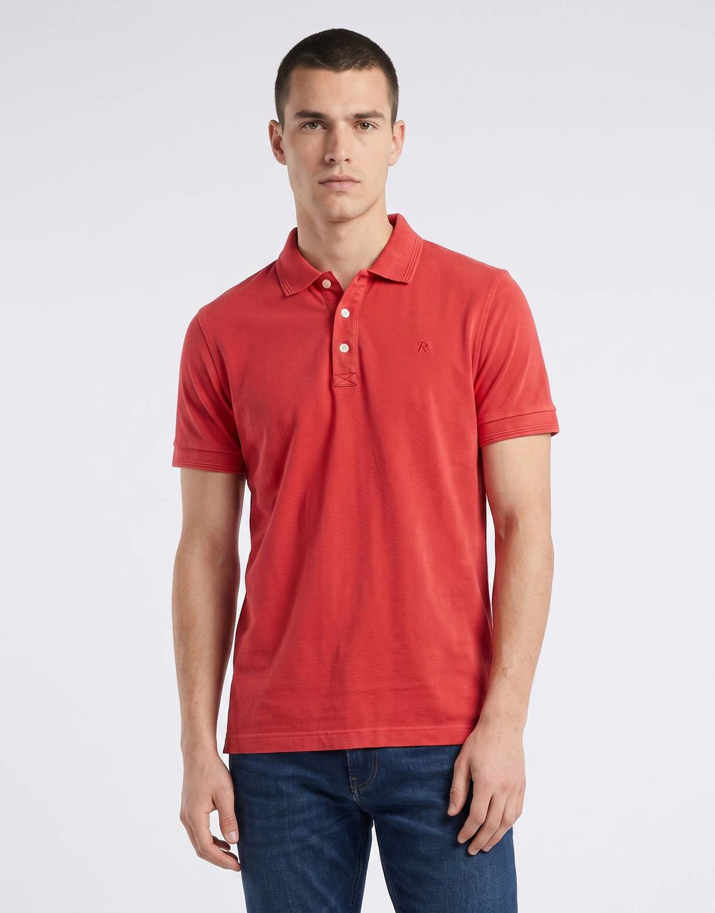 Replay Cotton Embroidery Imperial Red Polo Shirt