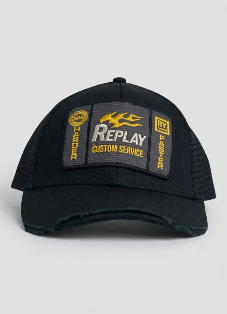 Replay Custom Service Washed Black Cap