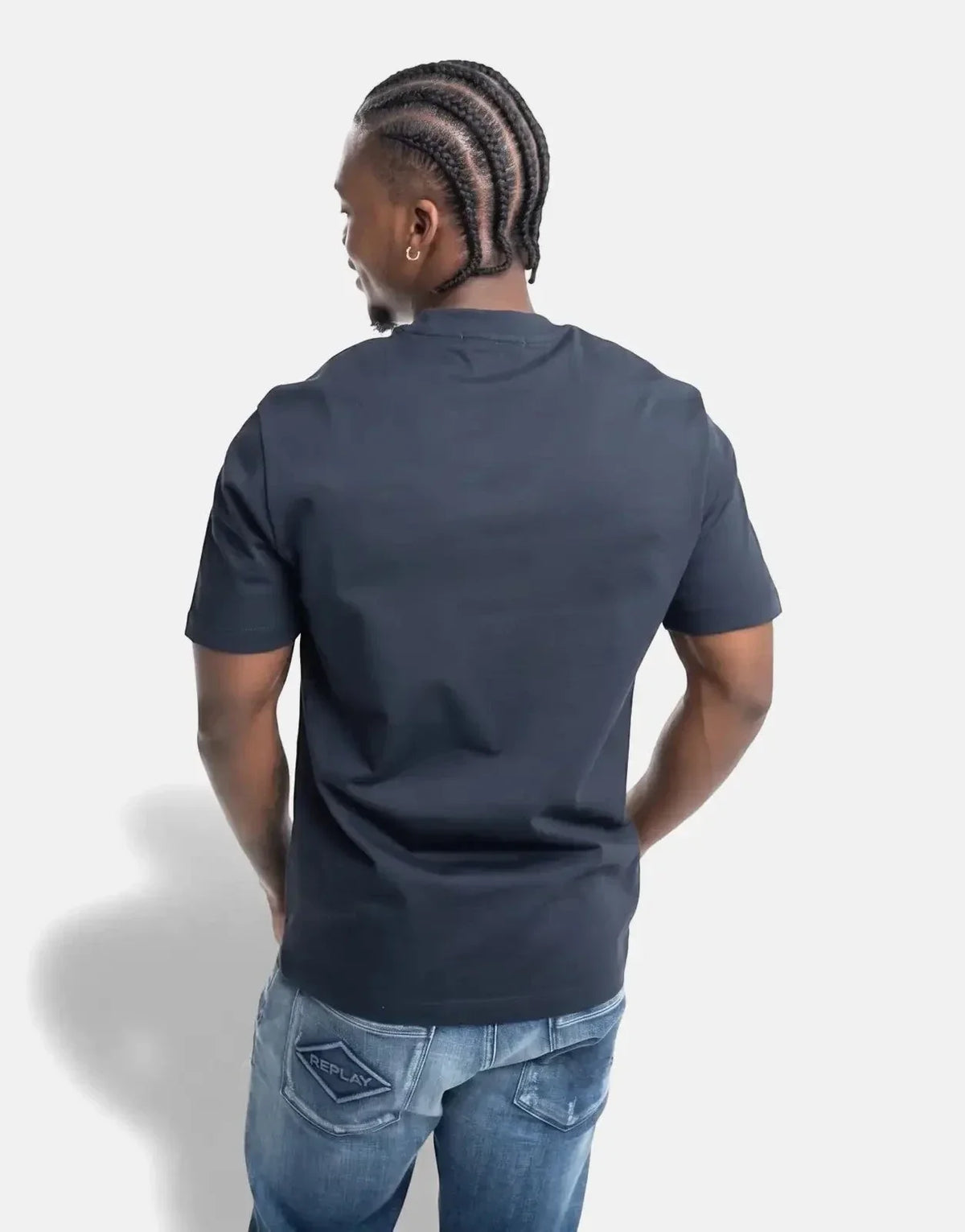 Replay Blue Jeans Side Stitch Print Deep Blue T-Shirt - view 3