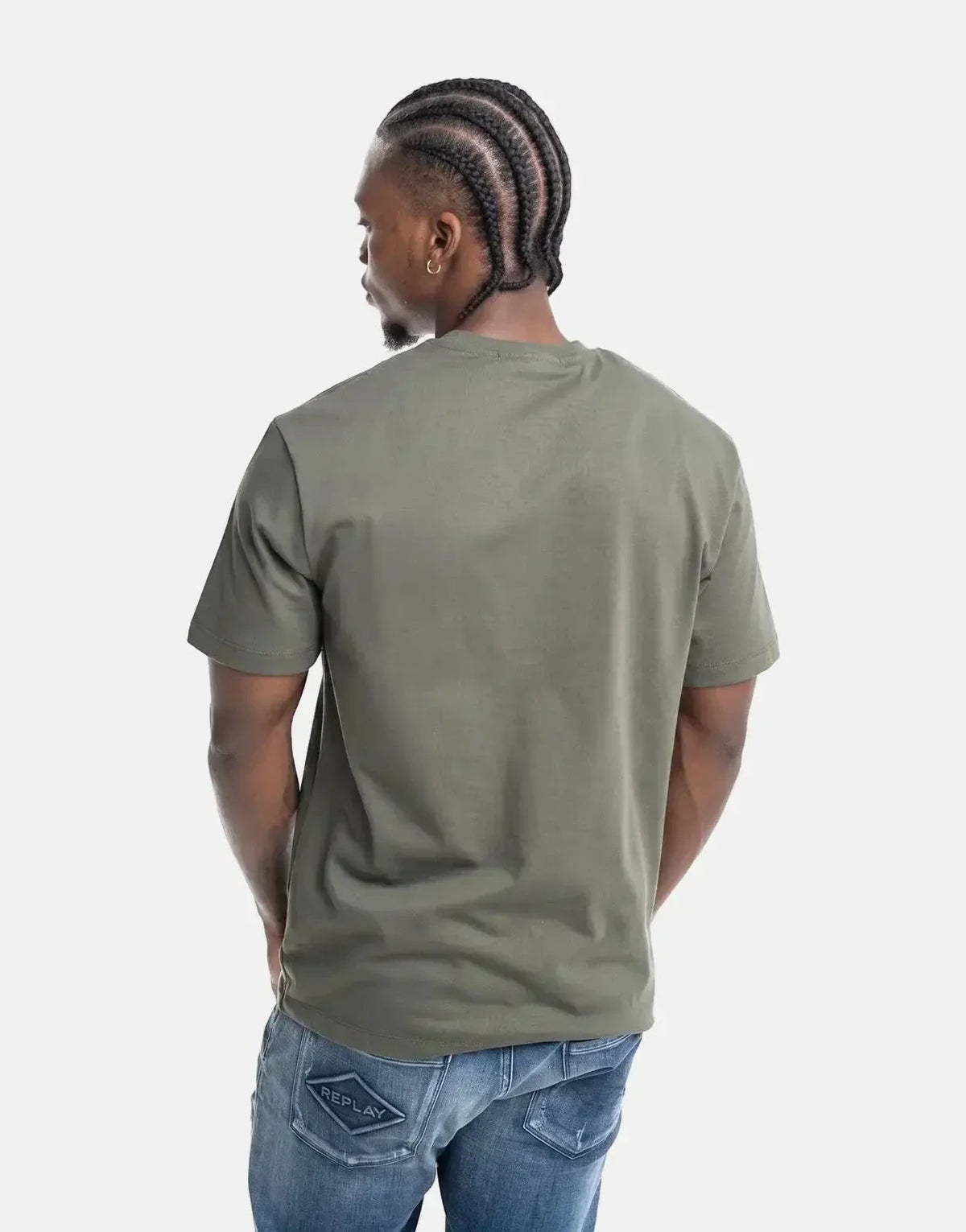 Replay Denim  CO Stitch Print Military Green T-Shirt - view 2