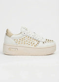 Replay Epic High Studs Off Wht Platinum Sneakers